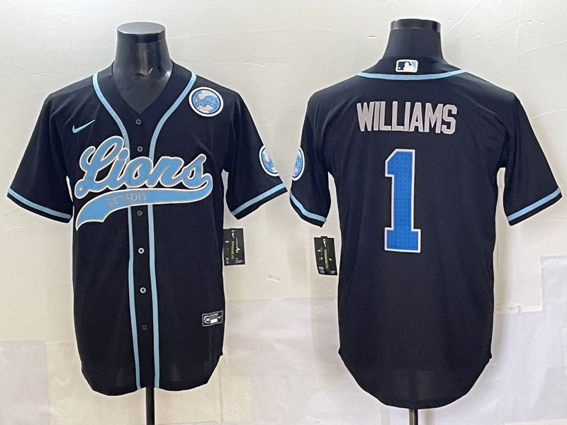 Men 2025 Detroit Lions #1 Williams Black  joint name 2024 Nike Limited NFL Jersey style 6